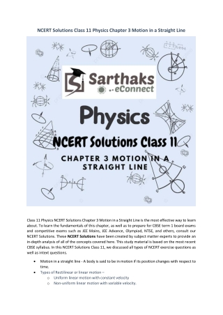 NCERT Solutions Class 11 Physics Chapter 3 Motion in a Straight Line