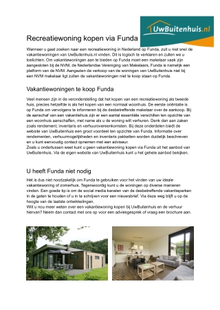 Recreatie woning kopen