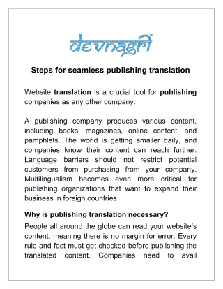 Steps for seamless publishing translation