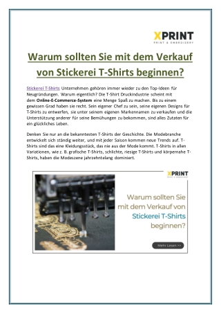 Warum sollten Sie mit dem Verkauf von Stickerei T-Shirts beginnen?