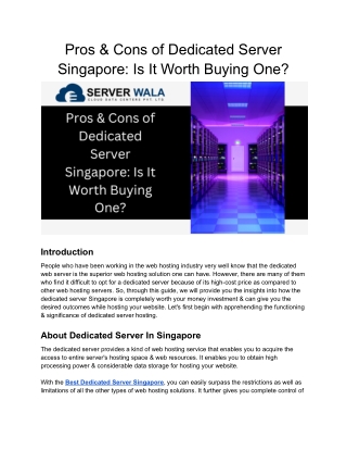 Pros & Cons of Dedicated Server Singapore_ Is It Worth Buying One_