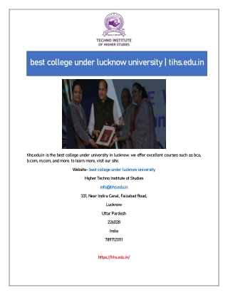 best college under lucknow university | tihs.edu.in