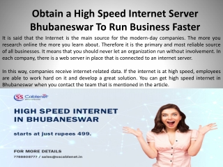 Obtain a High Speed Internet Server Bhubaneswar To Run Business Faster