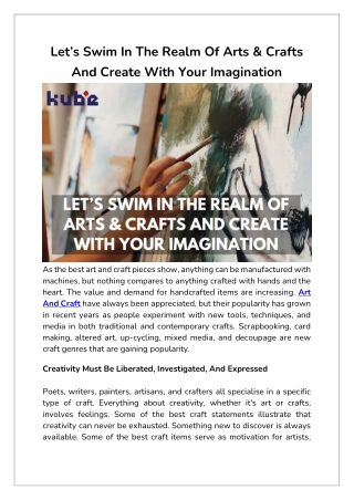 Let’s Swim In The Realm Of Arts & Crafts | Kube City