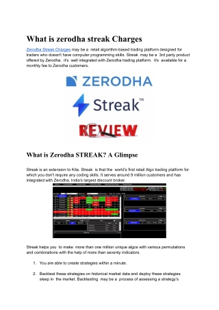 What is zerodha streak Charges