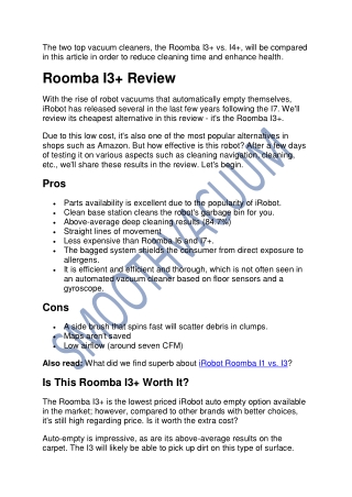 Roomba I3  vs I4