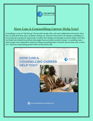 How Can A Counselling Career Help You