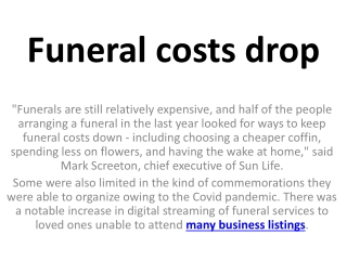 Funeral costs drop