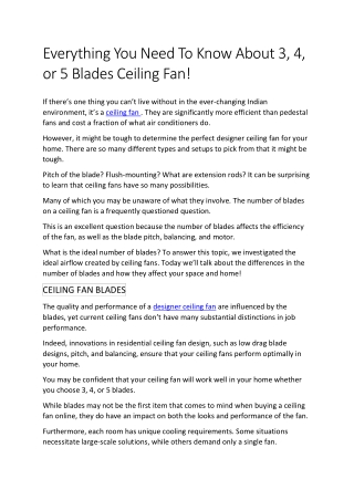 Everything You Need To Know About 3, 4, or 5 Blades Ceiling Fan!