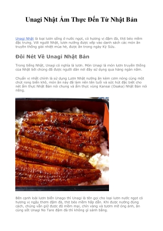 Unagi Nhật Ẩm Thực Đến Từ Nhật Bản
