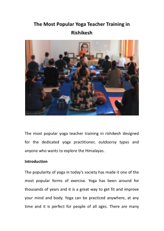The Most Popular Yoga Teacher Training in Rishikesh