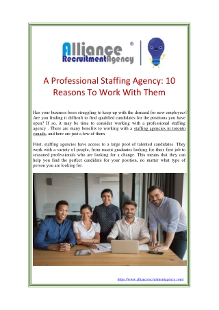 A Professional Staffing Agency 10 More Reasons To Work With Them