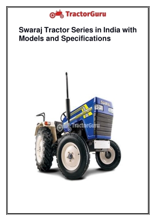 Swaraj Tractor Series in India with Models and Specifications