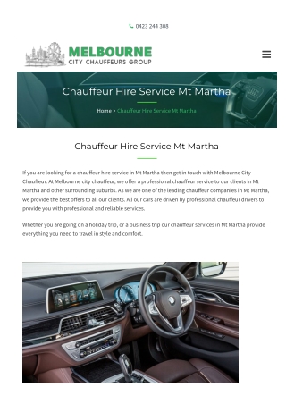 Chauffeur Hire Service Mt Martha | Chauffeur Hire Mt Martha | Luxury Chauffeur H