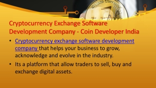 Cryptocurrency Exchange Software Development Company - Coin Developer India