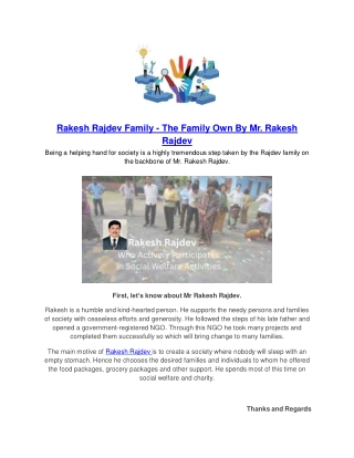 Rakesh Rajdev –  Who Actively Participates In Social Welfare Activities