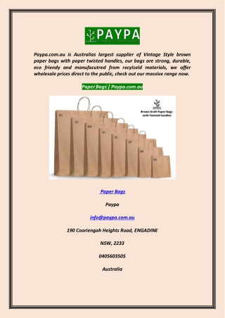 Paper Bags  Paypa.com.au