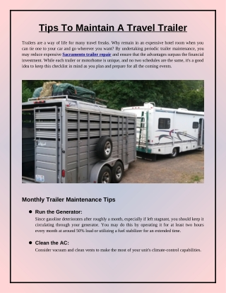 Tips To Maintain A Travel Trailer