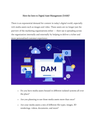 Here the Intro to Digital Asset Management (DAM)