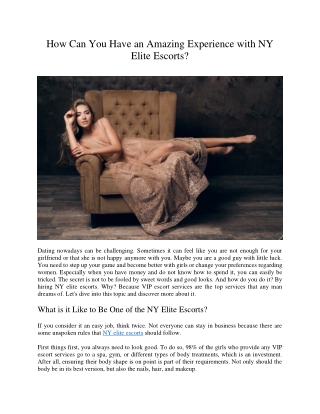 How Can You Have an Amazing Experience with NY Elite Escorts