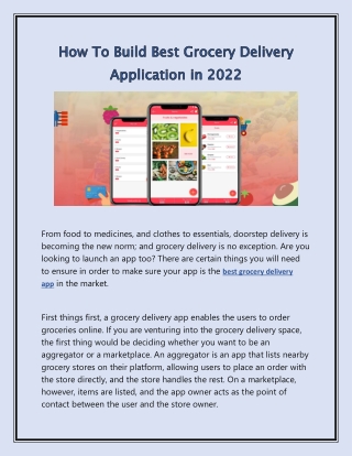 How To Build Best Grocery Delivery Application in 2022