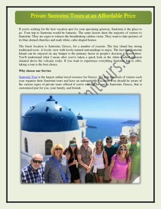 Private Santorini Tours at an Affordable Price