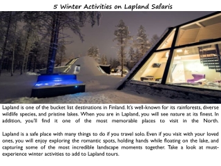 5 Winter Activities on Lapland Safaris