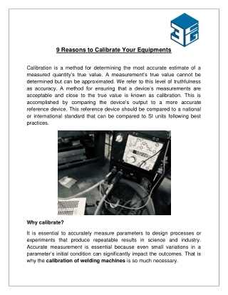 9 Reasons to Calibrate Your Equipments