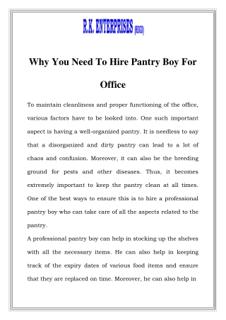 Hire Pantry Boy For Office in Delhi Call-9871739346