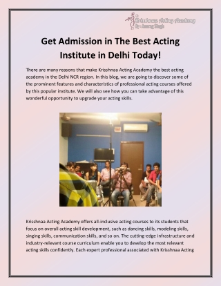 Acting classes in Delhi