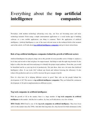 Top artificial intelligence companies