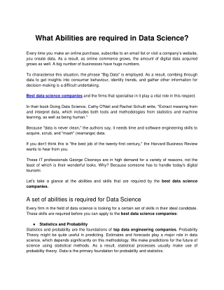 What Abilities Are required in Data Science