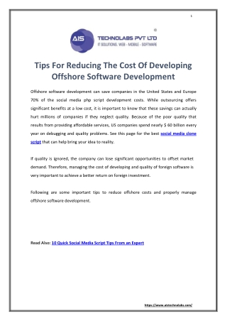 Tips For Reducing The Cost Of Developing Offshore Software Development