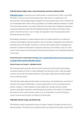 Folliculitis Market Insights, Status, Latest Amendments and Future Outlook by 2028