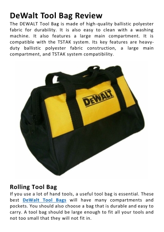 DeWalt Tool Bag Review