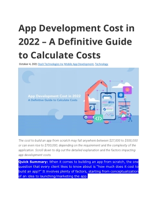 App Development Cost in 2022 – A Definitive Guide to Calculate Costs