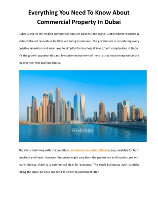 Everything You Need To Know About Commercial Property In Dubai