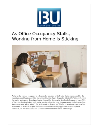 As Office Occupancy Stalls, Working from Home is Sticking