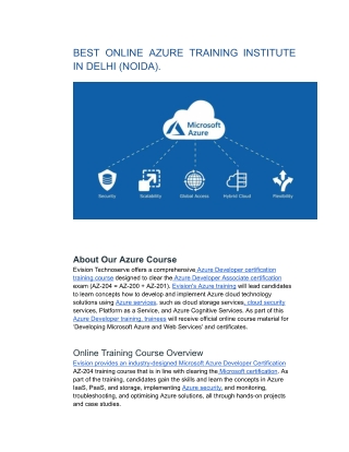 BEST ONLINE AZURE TRAINING INSTITUTE IN DELHI (NOIDA).