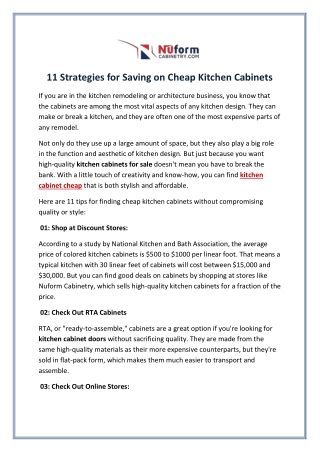 11 Strategies for Saving on Cheap Kitchen Cabinets