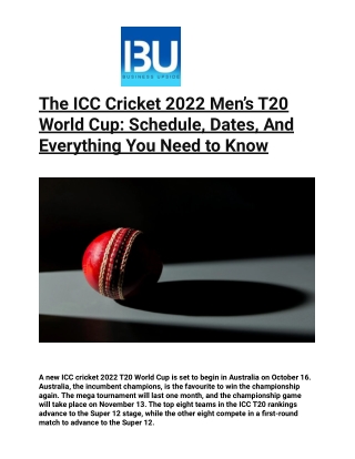 The ICC Cricket 2022 Men’s T20 World Cup_ Schedule, Dates, And Everything You Need to Know