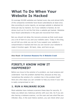 What To Do When Your Website Is Hacked