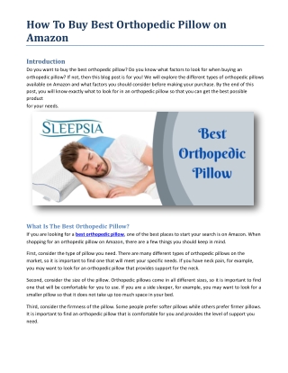 How To Buy Best Orthopedic Pillow on Amazon