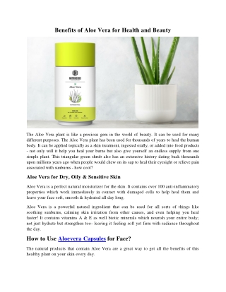 Benefits of Aloe Vera for Health and Beauty