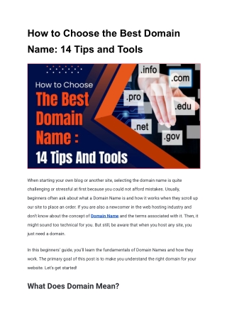 How to Choose the Best Domain Name_ 14 Tips and Tools