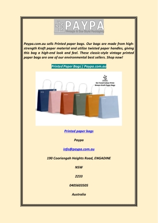 Printed Paper Bags Paypa.com.au