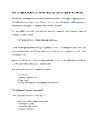 HOW TO DESIGN AND BUILD THE MOST PERFECT CAREER_ STEP-BY-STEP GUIDE