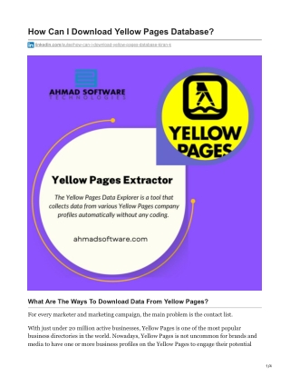 How Can I Download Yellow Pages Database