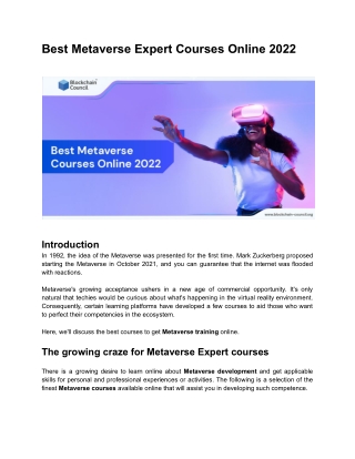 Best Metaverse Courses Online 2022