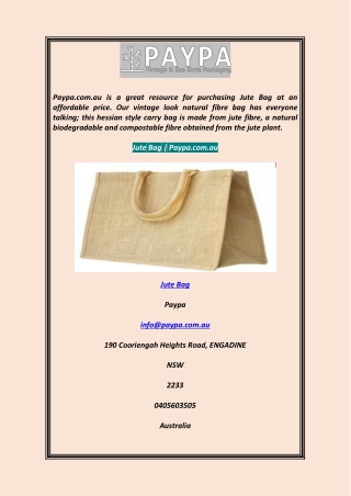 Jute Bag  Paypa.com.au